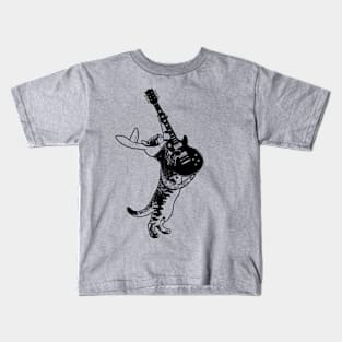 Cool Guitarist Pussy Cat Easter Bunny Rock Band Cat Gift For Easter Kids T-Shirt